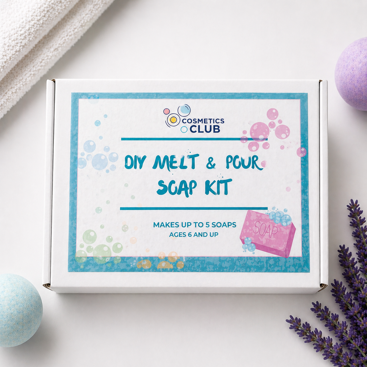 Cosmetics Club Melt and Pour Soap Kit in branded white box